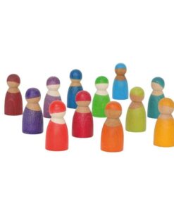 12 Rainbow Wooden Peg Dolls