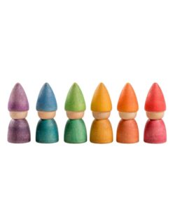 6 Wooden Rainbow Tomten Figures