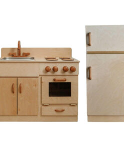 Classic Wooden Kitchen and Refrigerator Bundle
