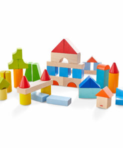 Colored Wooden Building Blocks - 46 Piece Set