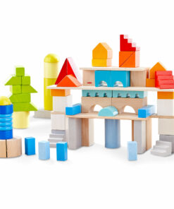 Colored Wooden Building Blocks - 85 Piece Set