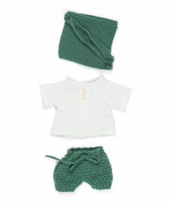 Knit Doll Outfit - 12" Forest Set & Bonnet