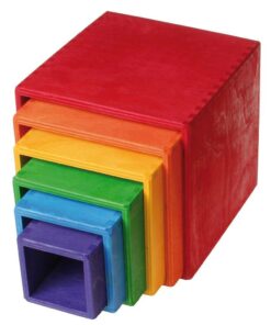Large Rainbow Wooden Nesting Cubes