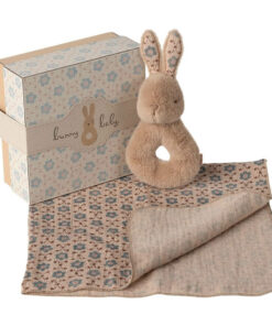 Rabbit Rattle Baby Gift Set - Cream Peach