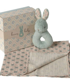 Rabbit Rattle Baby Gift Set - Mint