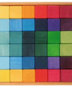 Rainbow Wooden Cubes - 36 Blocks with Tray