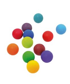 Small Wooden Rainbow Balls, Set of 12