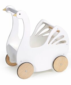 Sweet Wooden Swan Doll Stroller