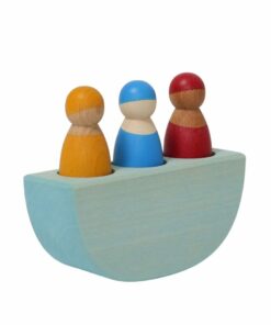 Wooden Boat With 3 Peg Friends
