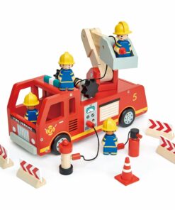 Wooden Fire Engine and Firefighter Play Set