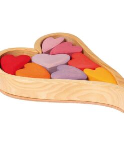 Wooden Heart Blocks - Red