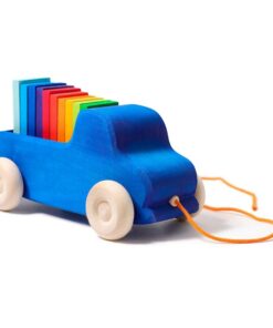 Wooden Pull Along Truck with Rainbow Blocks