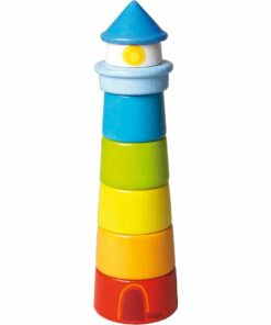 Wooden Rainbow Lighthouse Stacking Toy