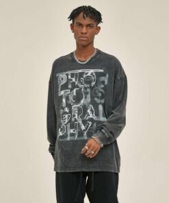250G Retro Letter Print Men Long-Sleeved Sweatshirt
