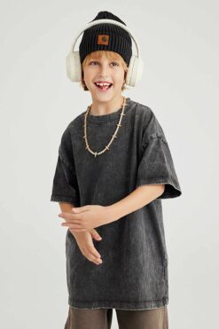 270G Washed Distressed Kids T-Shirt