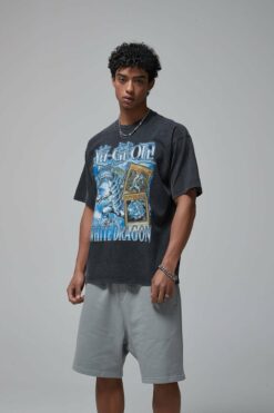 Blue-Eyes White Dragon Print Men T-Shirt